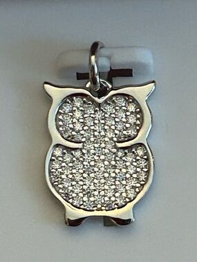1.00CTW Genuine Moissanite Pave 🦉Owl Pendant Necklace Charm 925 Sterling Silver